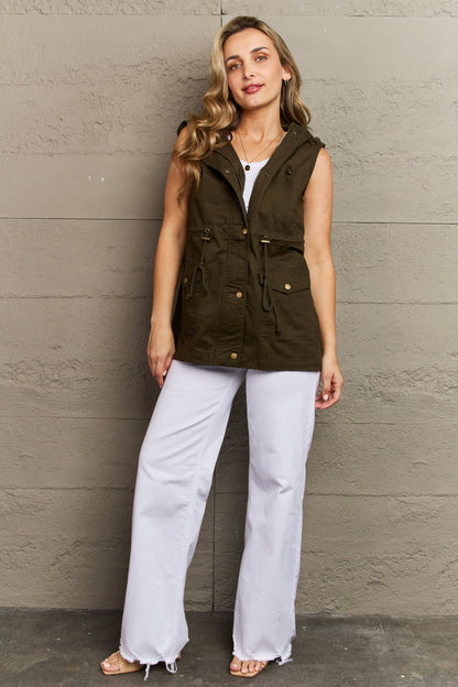 Zenana More To Come Full Size Military Hooded Vest - Selden & Kingsley