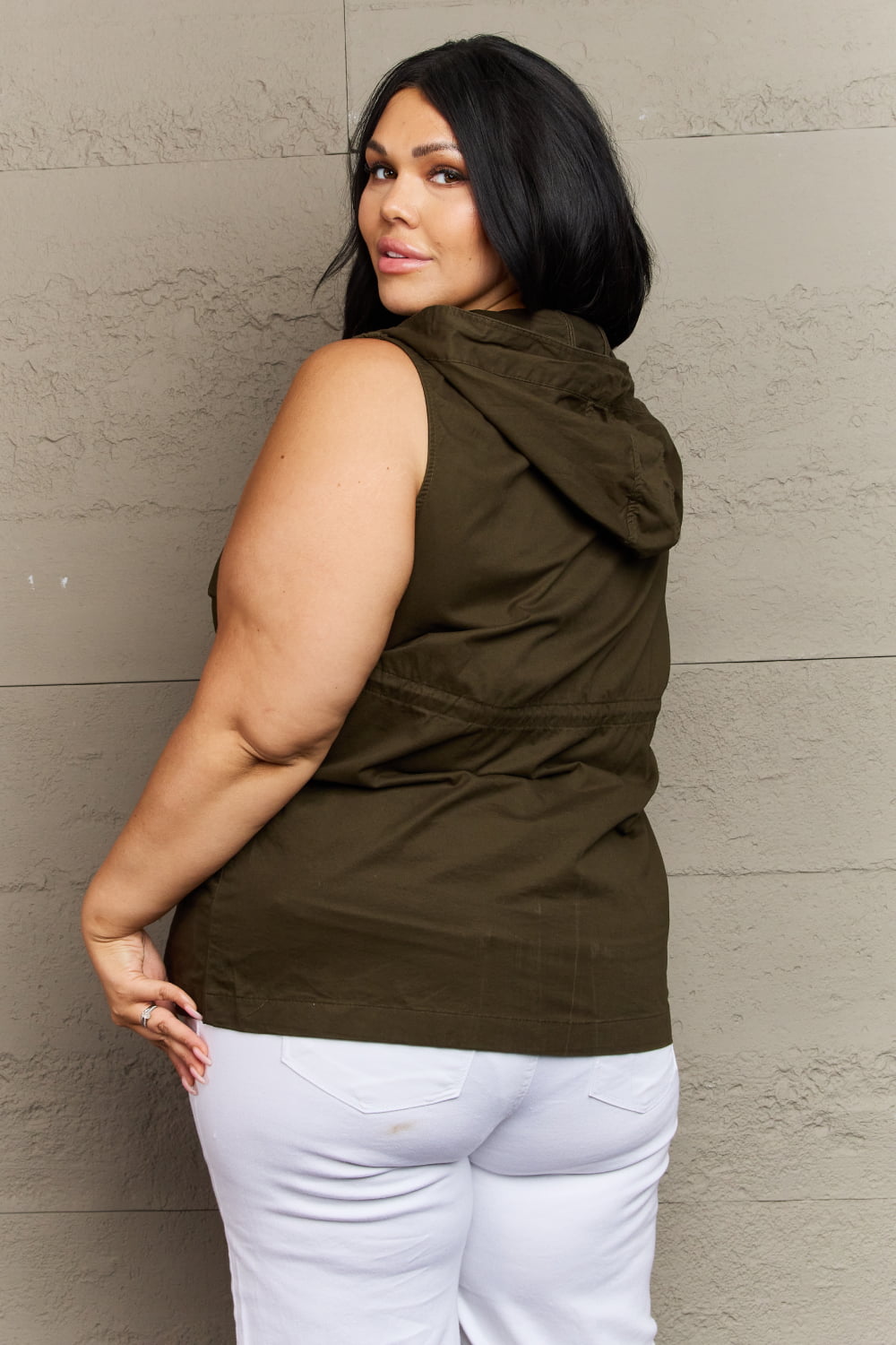 Zenana More To Come Full Size Military Hooded Vest - Selden & Kingsley