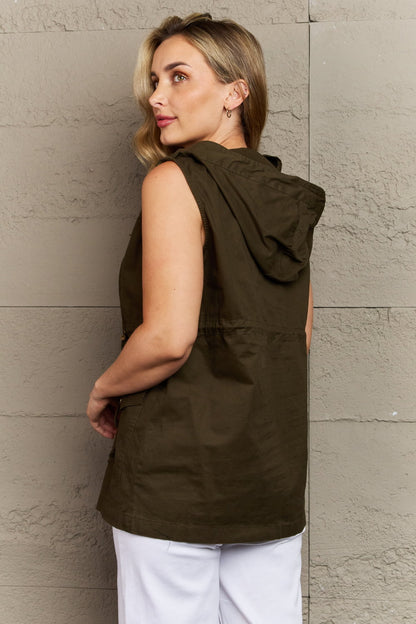 Zenana More To Come Full Size Military Hooded Vest - Selden & Kingsley